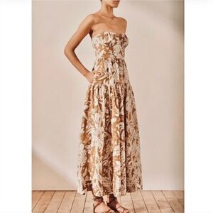 Shona Joy Kiana Strapless Rouched Midi Dress size S